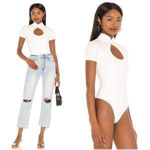 $118 LOVERS + FRIENDS MANDARIN BODYSUIT STONE COLD FOX FOR LOVE LEMONS REVOLVE